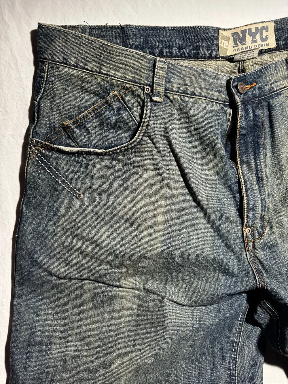 VINTAGE Y2K 212 NYC Brand Denim Embroidered Baggy Blue Men's Jeans Size 44x33